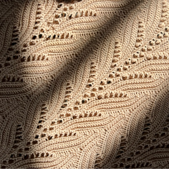 Vintage peachy pink scallop hem cotton knit sweater - Picture 5 of 5